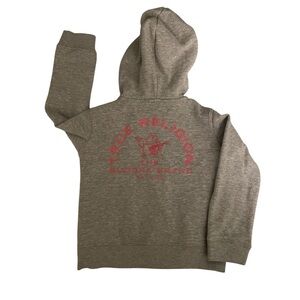 True Religion Toddler 3T Gray Fleece Zip Hoodie with Red Buddha Brand